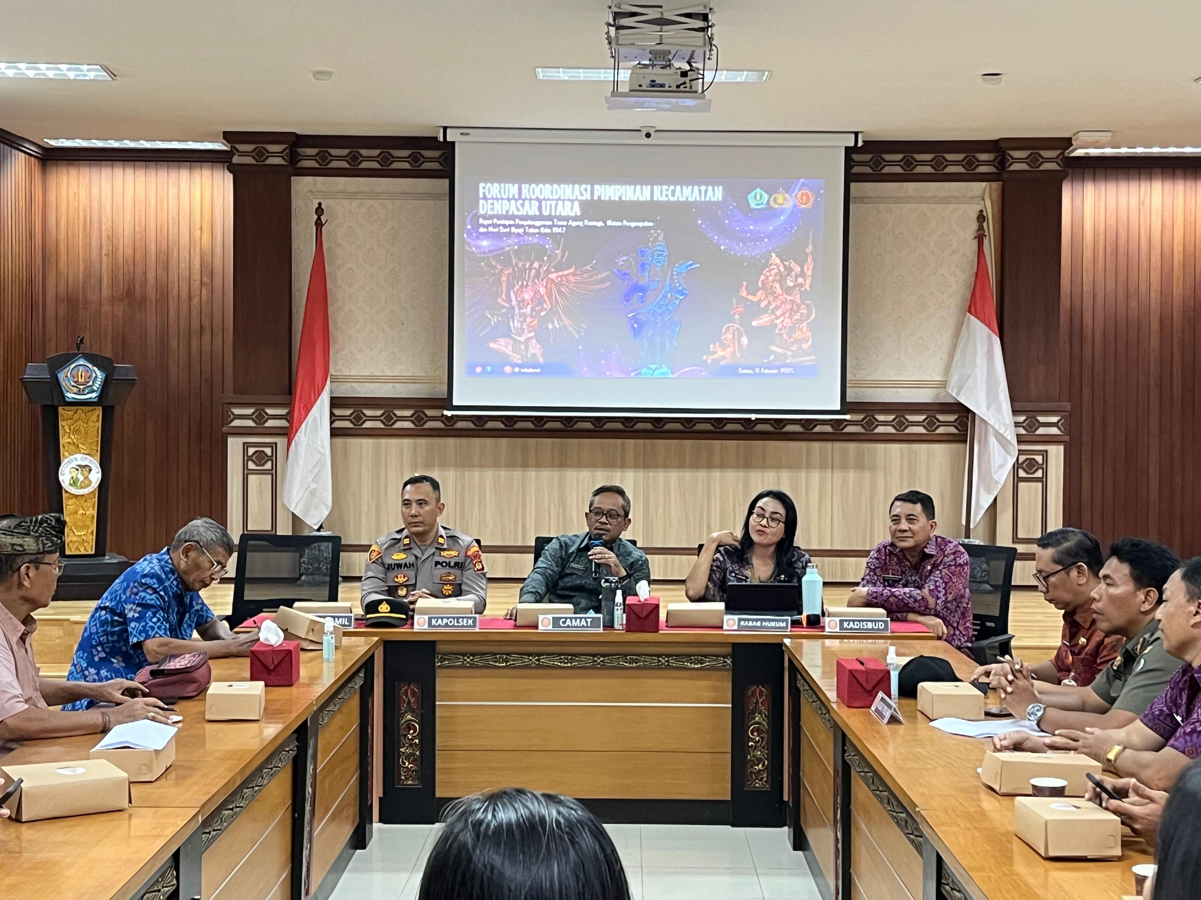 Forkopimcam Denpasar Utara Gelar Rapat Koordinasi Terkait Pelaksanaan Malam Pengerupukan dan Hari Suci Nyepi Tahun Caka 1947