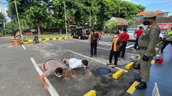 10 Orang Pelanggar Masker, Kembali Dijaring Tim Yustisi Denpasar